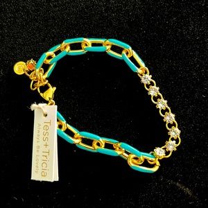 Tess and Tricia / Tess + Tricia Teal Nala Pave Bracelet NWT